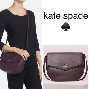 Kate Spade Spencer Court Lavinia Mahogany Leather Crossbody Bag Handbag